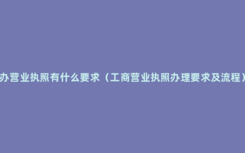 办营业执照有什么要求（工商营业执照办理要求及流程）