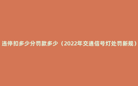 违停扣多少分罚款多少（2022年交通信号灯处罚新规）