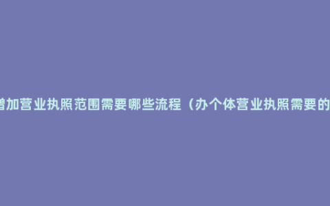 公司增加营业执照范围需要哪些流程（办个体营业执照需要的手续）