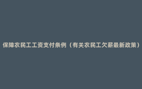 保障农民工工资支付条例（有关农民工欠薪最新政策）