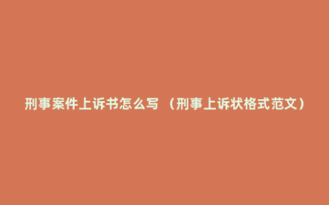 刑事案件上诉书怎么写 （刑事上诉状格式范文）