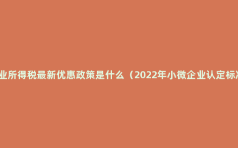 企业所得税最新优惠政策是什么（2022年小微企业认定标准）