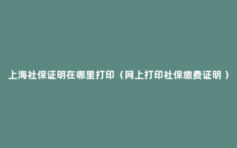 上海社保证明在哪里打印（网上打印社保缴费证明 ）