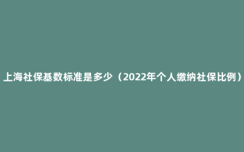 上海社保基数标准是多少（2022年个人缴纳社保比例）