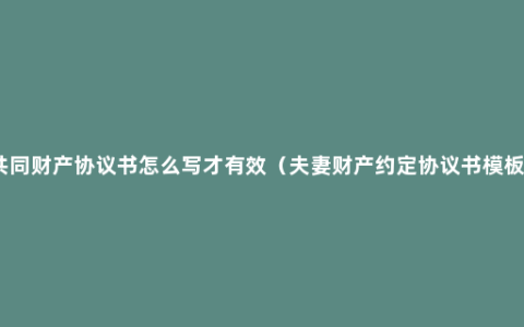 共同财产协议书怎么写才有效（夫妻财产约定协议书模板）