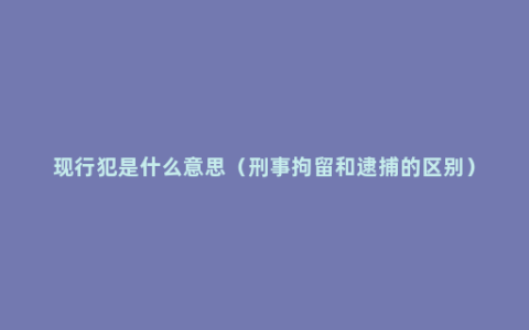 现行犯是什么意思（刑事拘留和逮捕的区别）