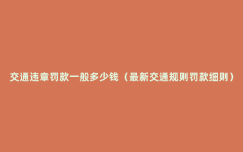 交通违章罚款一般多少钱（最新交通规则罚款细则）