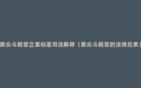 聚众斗殴罪立案标准司法解释（聚众斗殴罪的法律后果）