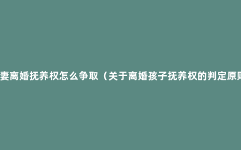 夫妻离婚抚养权怎么争取（关于离婚孩子抚养权的判定原则）