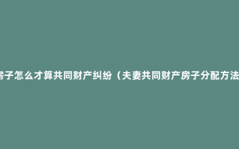 房子怎么才算共同财产纠纷（夫妻共同财产房子分配方法）