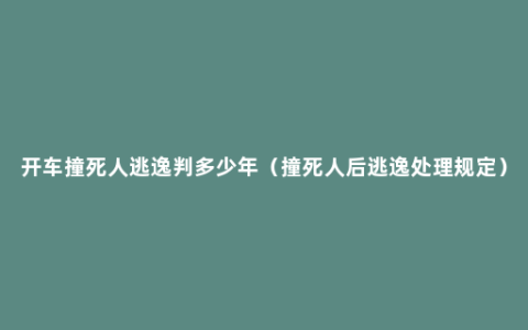 开车撞死人逃逸判多少年（撞死人后逃逸处理规定）