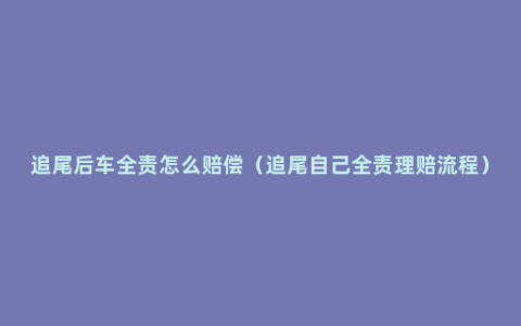 追尾后车全责怎么赔偿（追尾自己全责理赔流程）