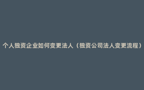 个人独资企业如何变更法人（独资公司法人变更流程）