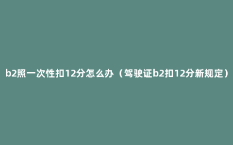 b2照一次性扣12分怎么办（驾驶证b2扣12分新规定）