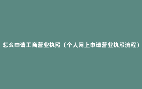 怎么申请工商营业执照（个人网上申请营业执照流程）