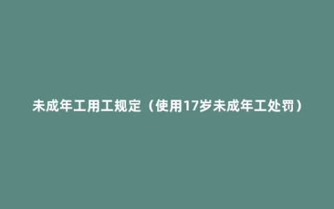 未成年工用工规定（使用17岁未成年工处罚）