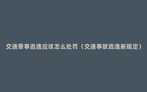 交通肇事逃逸应该怎么处罚（交通事故逃逸新规定）