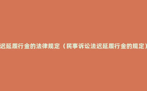 迟延履行金的法律规定（民事诉讼法迟延履行金的规定）