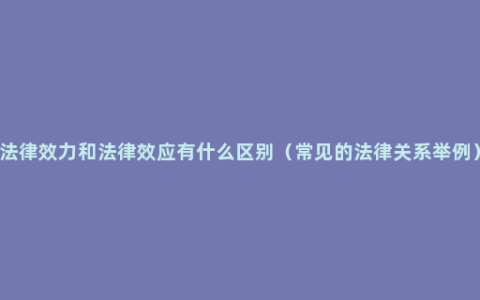 法律效力和法律效应有什么区别（常见的法律关系举例）