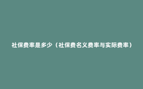 社保费率是多少（社保费名义费率与实际费率）