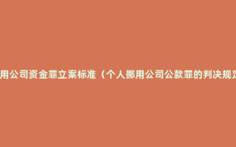 挪用公司资金罪立案标准（个人挪用公司公款罪的判决规定）