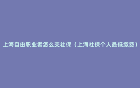 上海自由职业者怎么交社保（上海社保个人最低缴费）