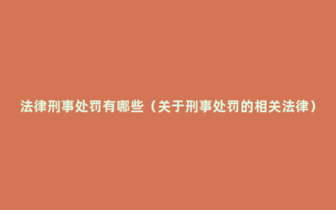 法律刑事处罚有哪些（关于刑事处罚的相关法律）