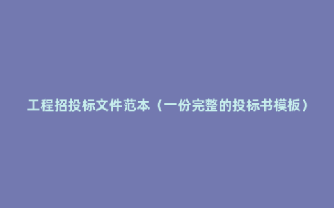 工程招投标文件范本（一份完整的投标书模板）