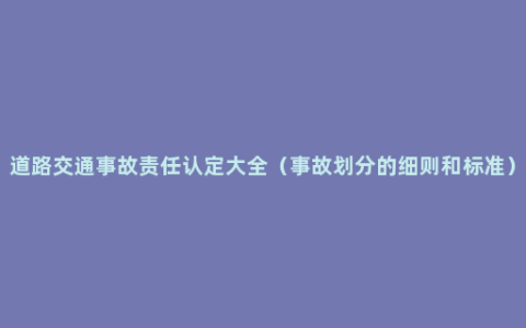 道路交通事故责任认定大全（事故划分的细则和标准）