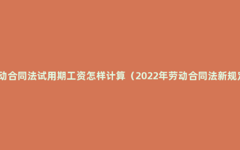 劳动合同法试用期工资怎样计算（2022年劳动合同法新规定）