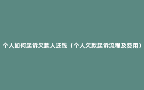 个人如何起诉欠款人还钱（个人欠款起诉流程及费用）