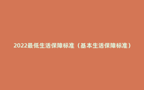 2022最低生活保障标准（基本生活保障标准）