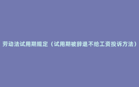 劳动法试用期规定（试用期被辞退不给工资投诉方法）