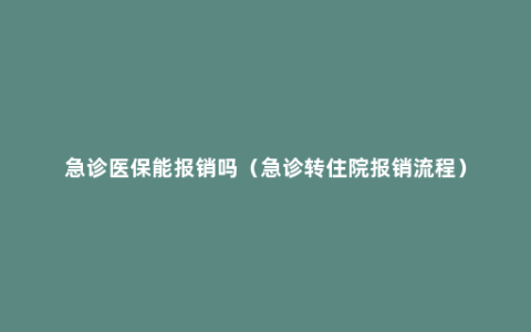 急诊医保能报销吗（急诊转住院报销流程）