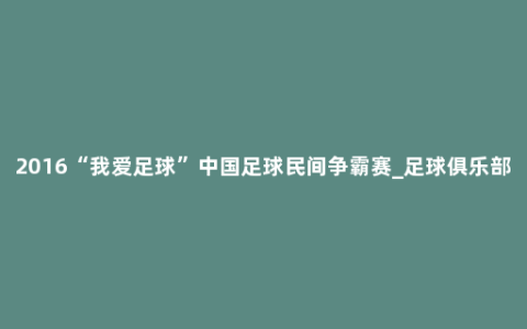 2016“我爱足球”中国足球民间争霸赛_足球俱乐部