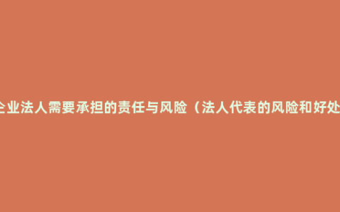 企业法人需要承担的责任与风险（法人代表的风险和好处）