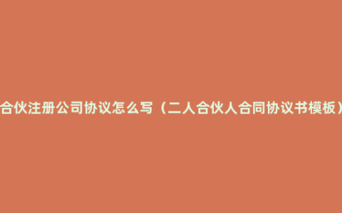 合伙注册公司协议怎么写（二人合伙人合同协议书模板）