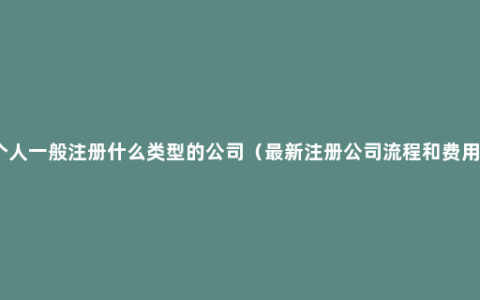 个人一般注册什么类型的公司（最新注册公司流程和费用）