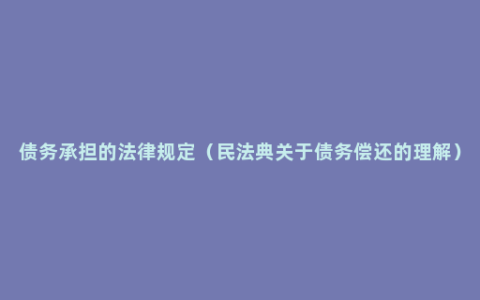 债务承担的法律规定（民法典关于债务偿还的理解）