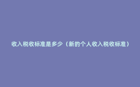 收入税收标准是多少（新的个人收入税收标准）