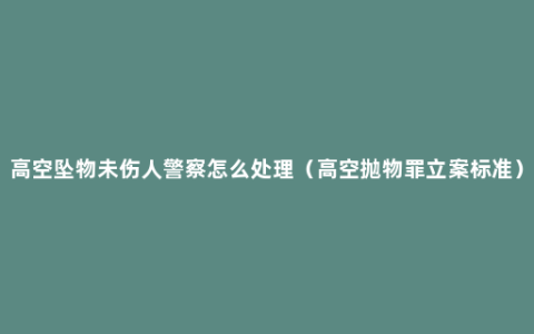 高空坠物未伤人警察怎么处理（高空抛物罪立案标准）