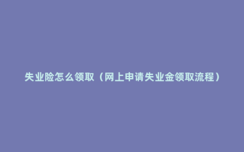 失业险怎么领取（网上申请失业金领取流程）