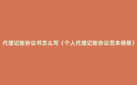 代理记账协议书怎么写（个人代理记账协议范本模板）