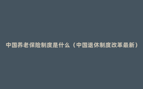 中国养老保险制度是什么（中国退休制度改革最新）