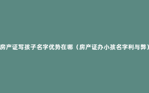 房产证写孩子名字优势在哪（房产证办小孩名字利与弊）