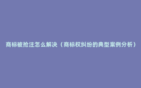 商标被抢注怎么解决（商标权纠纷的典型案例分析）