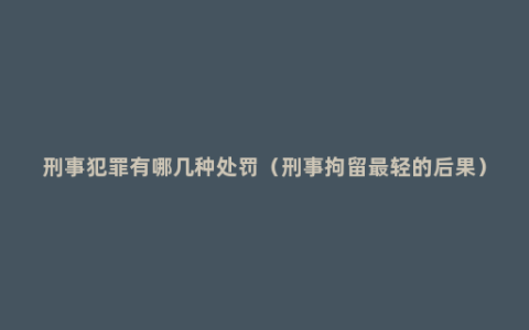 刑事犯罪有哪几种处罚（刑事拘留最轻的后果）