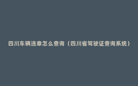 四川车辆违章怎么查询（四川省驾驶证查询系统）