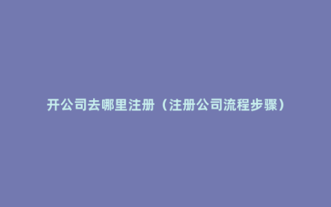 开公司去哪里注册（注册公司流程步骤）