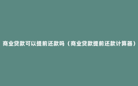 商业贷款可以提前还款吗（商业贷款提前还款计算器）